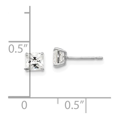 14K White Gold 4mm CZ Square Stud Earrings – view 4