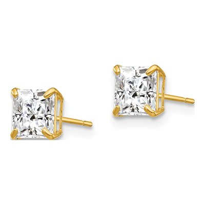 14K Yellow Gold 5mm CZ Square Stud Earrings – view 3