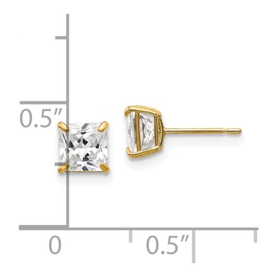 14K Yellow Gold 5mm CZ Square Stud Earrings – view 5