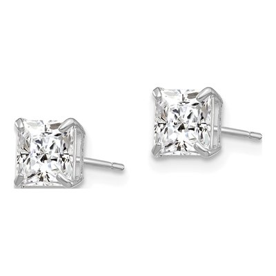 14K White Gold 5mm CZ Square Stud Earrings – view 2