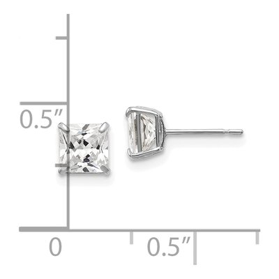 14K White Gold 5mm CZ Square Stud Earrings – view 4