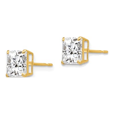 14K Yellow Gold 6mm CZ Square Stud Earrings – view 3