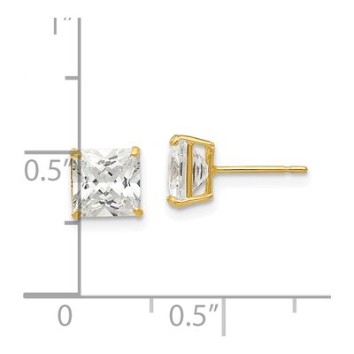 14K Yellow Gold 6mm CZ Square Stud Earrings – view 5