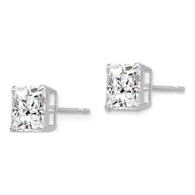 14K White Gold 6mm CZ Square Stud Earrings – view 2