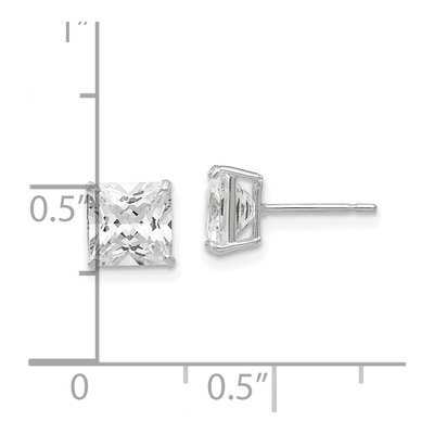 14K White Gold 6mm CZ Square Stud Earrings – view 4
