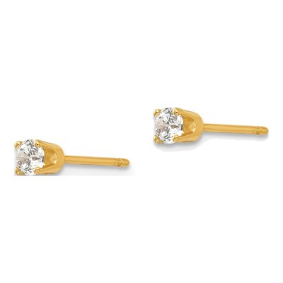 14K Yellow Gold 3mm CZ Round Stud Earrings – view 4