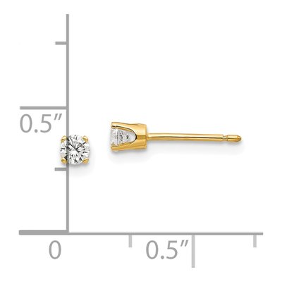 14K Yellow Gold 3mm CZ Round Stud Earrings – view 6