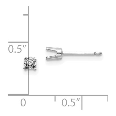 14K White Gold Round Stud Earring Mounting – view 3