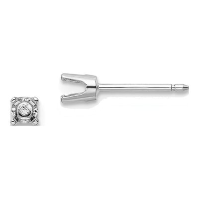 14K White Gold Round Stud Earring Mounting