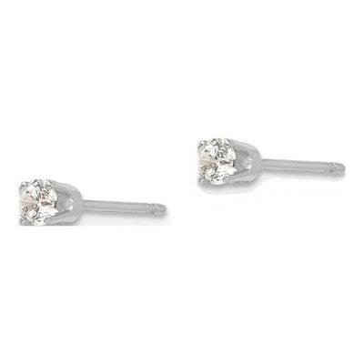 14K White Gold 3mm Round CZ Stud Earrings – view 4