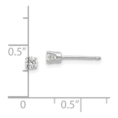 14K White Gold 3mm Round CZ Stud Earrings – view 6