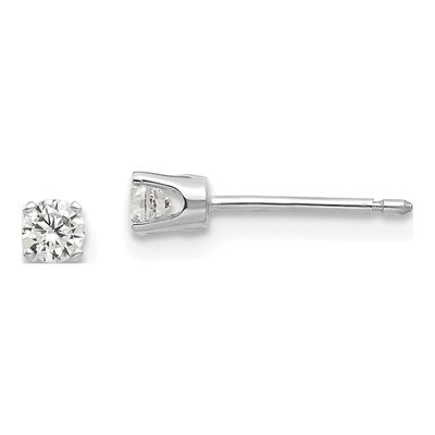14K White Gold 3mm Round CZ Stud Earrings