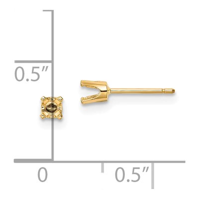 14K Yellow Gold Round Stud Earring Mounting – view 3
