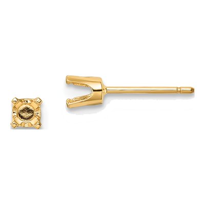 14K Yellow Gold Round Stud Earring Mounting
