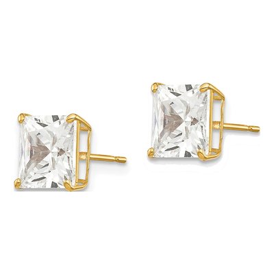 14K Yellow Gold 7mm CZ Square Stud Earrings – view 3