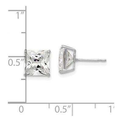 14K White Gold 7mm CZ Square Stud Earrings – view 4