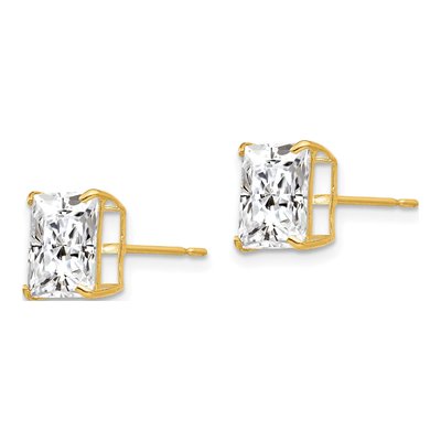 14K Yellow Gold 8mm CZ Square Stud Earrings – view 3