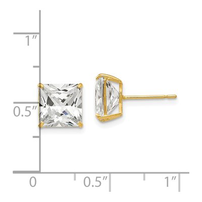 14K Yellow Gold 8mm CZ Square Stud Earrings – view 5
