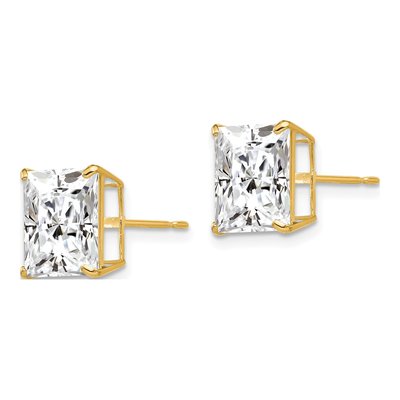 14K Yellow Gold 9mm CZ Square Stud Earrings – view 3