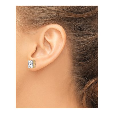 14K Yellow Gold 9mm CZ Square Stud Earrings – view 4