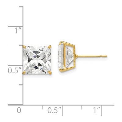 14K Yellow Gold 9mm CZ Square Stud Earrings – view 5
