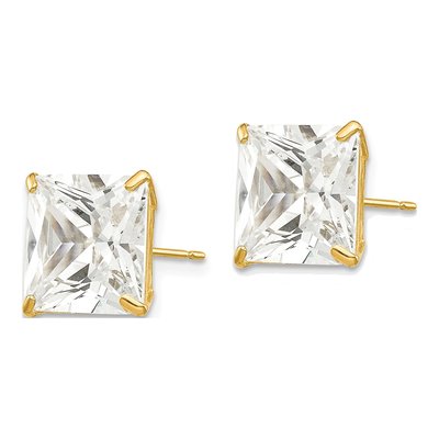 14K Yellow Gold 10mm CZ Square Stud Earrings – view 3