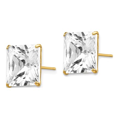 14K Yellow Gold 11mm CZ Square Stud Earrings – view 3