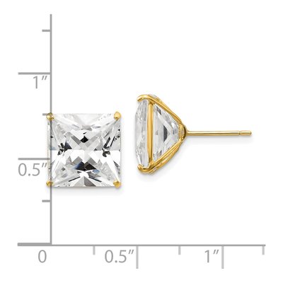 14K Yellow Gold 11mm CZ Square Stud Earrings – view 5