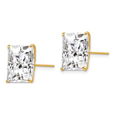 14K Yellow Gold 12mm CZ Square Stud Earrings – view 2