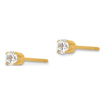 14K Yellow Gold 3.25mm Round CZ Stud Earrings – view 3