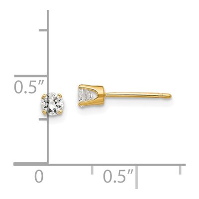 14K Yellow Gold 3.25mm Round CZ Stud Earrings – view 5