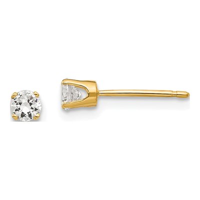 14K Yellow Gold 3.25mm Round CZ Stud Earrings