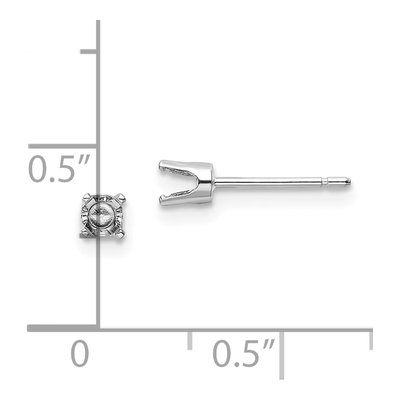 14K White Gold Round Stud Earring Mounting – view 3