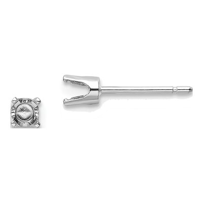 14K White Gold Round Stud Earring Mounting