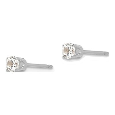 14K White Gold 3.25mm CZ Round Stud Earrings – view 3