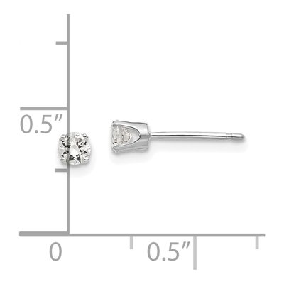 14K White Gold 3.25mm CZ Round Stud Earrings – view 5