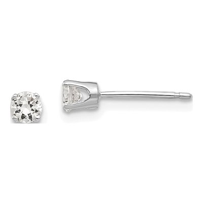 14K White Gold 3.25mm CZ Round Stud Earrings