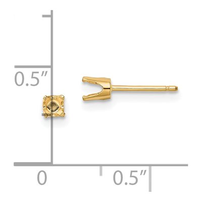 14K Yellow Gold Round Stud Earring Mounting – view 3