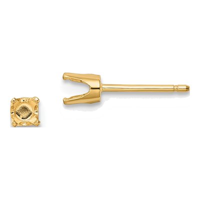 14K Yellow Gold Round Stud Earring Mounting