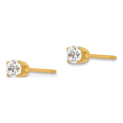 14K Yellow Gold 3.5mm CZ Round Stud Earrings – view 2
