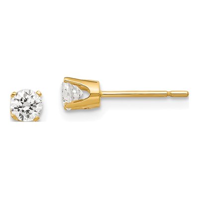 14K Yellow Gold 3.5mm CZ Round Stud Earrings