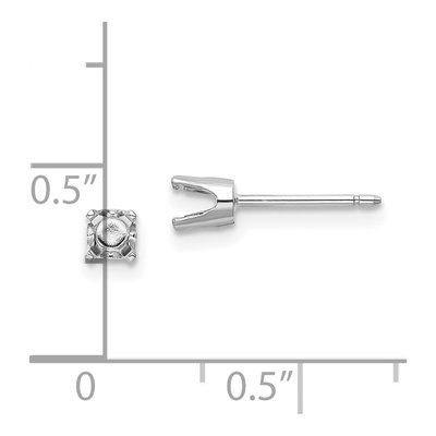 14K White Gold Round Stud Earring Mounting – view 3