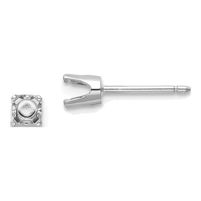 14K White Gold Round Stud Earring Mounting