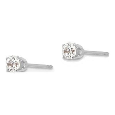 14K White Gold 3.5mm CZ Round Stud Earrings – view 3