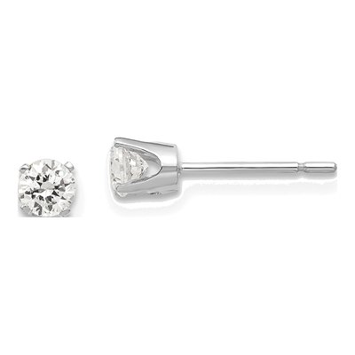 14K White Gold 3.5mm CZ Round Stud Earrings