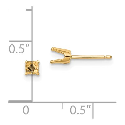 14K Yellow Gold Round Stud Earring Mounting – view 3