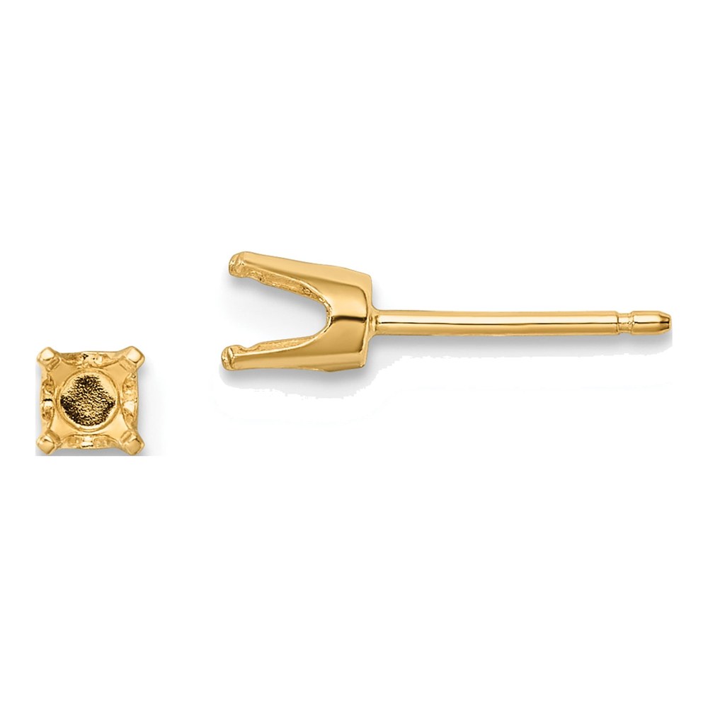 14K Yellow Gold Round Stud Earring Mounting