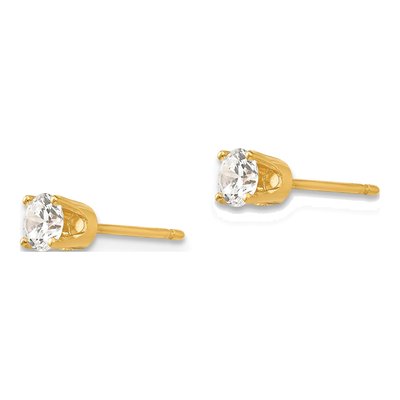 14K Yellow Gold 3.75mm CZ Round Stud Earrings – view 3