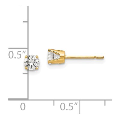 14K Yellow Gold 3.75mm CZ Round Stud Earrings – view 5