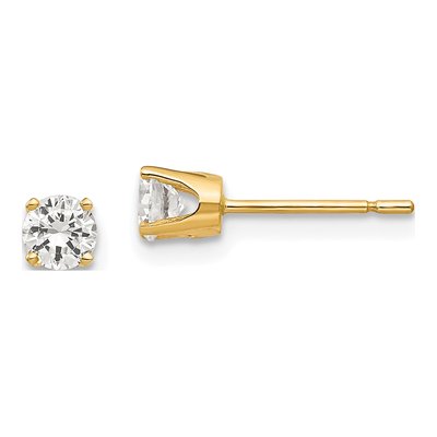 14K Yellow Gold 3.75mm CZ Round Stud Earrings